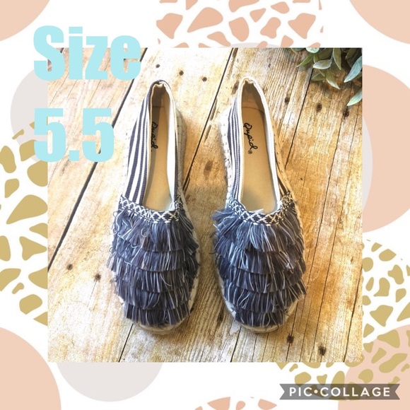 Shoes - New! Boho Espadrille Slip On Blue & Ivory Stripes